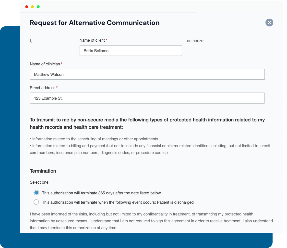 Request for Alternative Communication Form