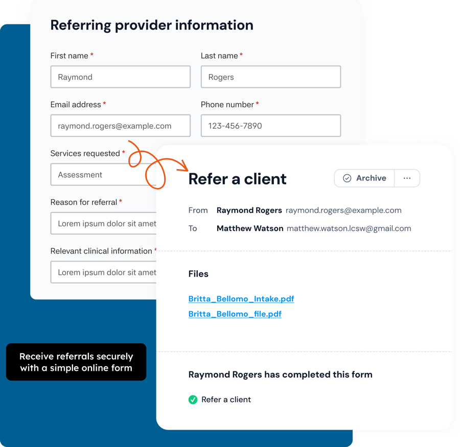 Receive referrals securely Receive referrals securely