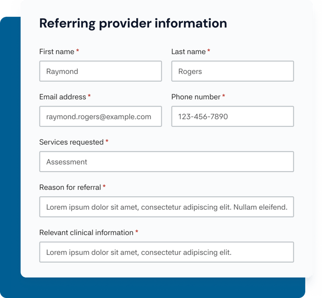 Refer a client form Refer a client form