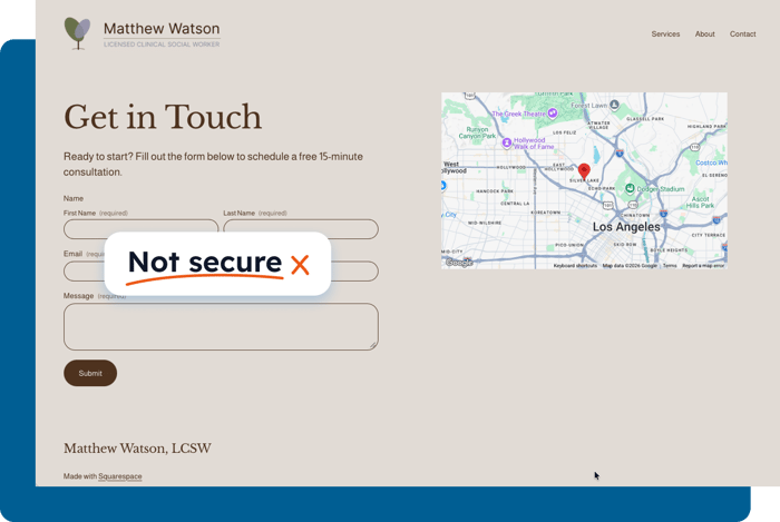 Squarespace contact form: not secure Squarespace contact form: not secure