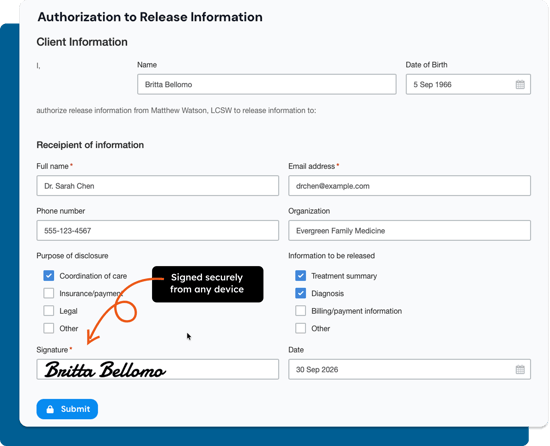 Release of Information (ROI) form