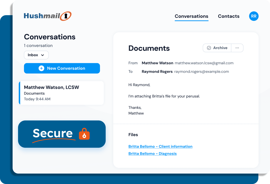 Send files securely Send files securely