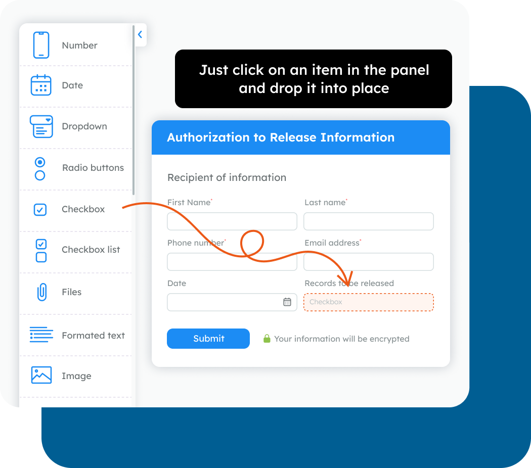 Convert your ROI into a secure web form using our simple drag-and-drop builder. Convert your ROI into a secure web form using our simple drag-and-drop builder.