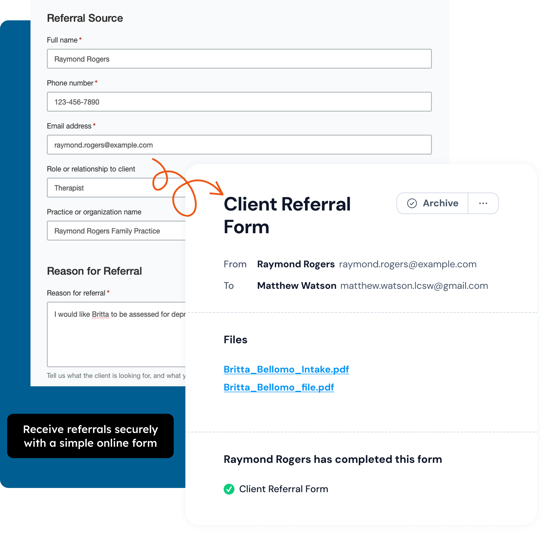 Receive referrals securely