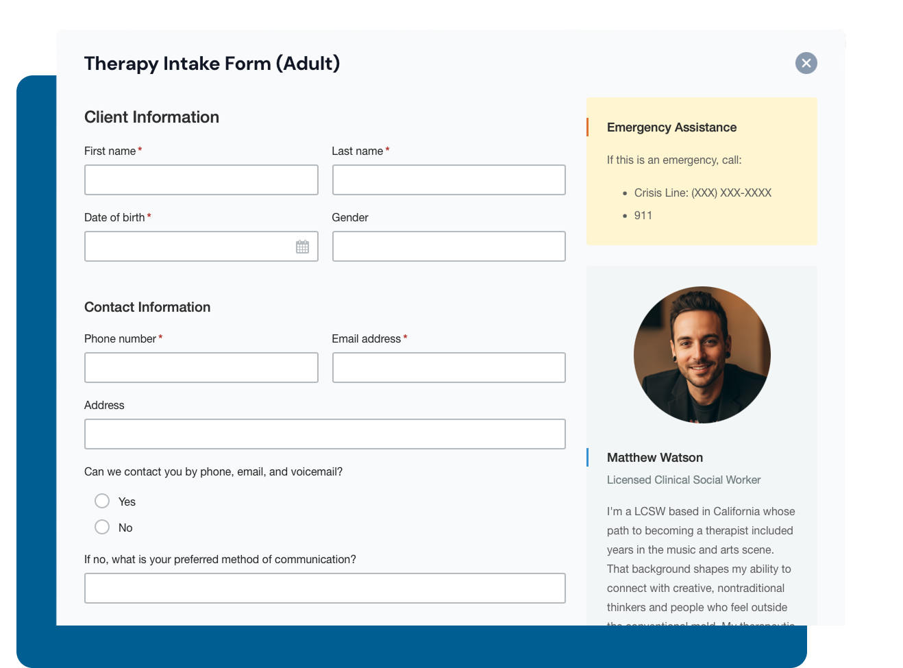 Therapy Intake Form (Adult)