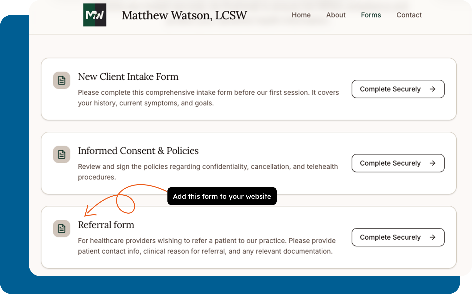 Add a secure way to receive referrals on your website Add a secure way to receive referrals on your website
