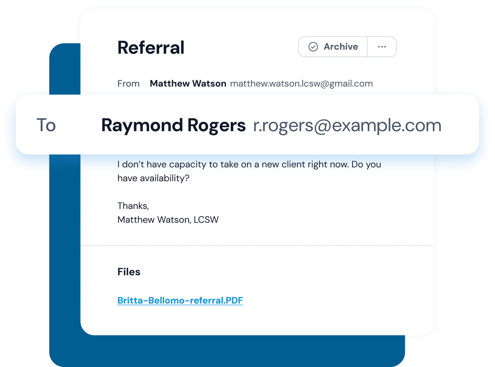 Send referral emails to other practitioners Send referral emails to other practitioners